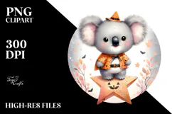 Washed Watercolor Baby Koala Halloween PNG Product Image 2