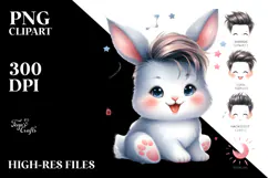 aCute Energetic Bunny with Cool Haircut, PNG Product Image 2