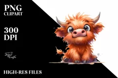 Expressive Funny Baby Face Highland Cow PNG Product Image 3