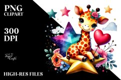 Colorful Boho Giraffe Holding a Heart PNG Product Image 2