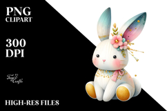 Colorful Pastel Bunny made of Wood PNG Product Image 2