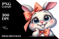 Expressive Bunny with Bow | Sublimation | Clipart Product Image 2