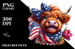 Excited Highland Cow with Flowers | Sublimation | Clipart Product Image 1