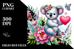 Colorful Koala Holding a Heart PNG Product Image 2