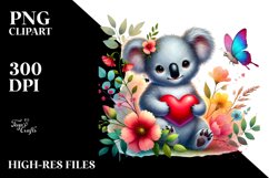 Colorful Koala Holding a Heart PNG Product Image 2