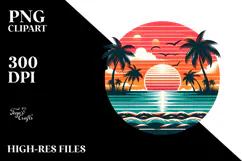 Retro Tropical Beach Sunset, 20 oz Tumbler Product Image 2