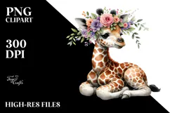 Adorned Baby Giraffe Painting PNG Product Image 2