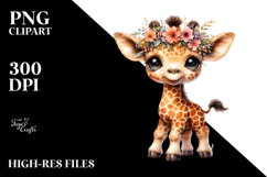 Adorned Cute Baby Giraffe PNG Product Image 2