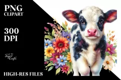 Colorful Baby Cow | Sublimation | Clipart Product Image 1