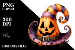 Funny Watercolor Halloween Hat |Sublimation |Clipart Product Image 2