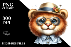Cute Baby Lion with Cool Haircut PNG Product Image 2