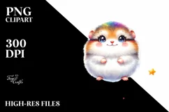 Colorful Smiling Baby Lemming Under Stars | Clipart Product Image 3