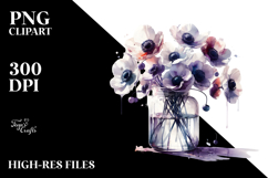 Abstract Watercolor Jar with Anemone | Sublimation | Product Image 2