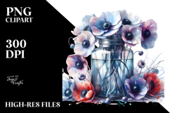 Abstract Watercolor Jar with Anemone | Sublimation | Product Image 2
