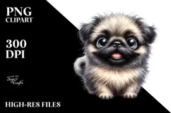 Watercolor Baby Cute Pug with Big Eyes, Transparent PNG Product Image 2