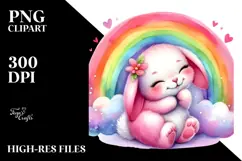 Colorful Cute Baby Bunny PNG Product Image 2