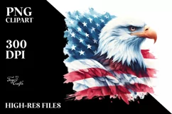 Watercolor Washed Patriotic Bald Eagle Clipart Product Image 1