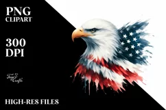 Watercolor Washed Patriotic Bald Eagle Clipart Product Image 1