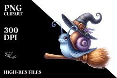 Funny Snail Witch Broom Clipart Product Image 3