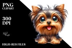 Crazy Funny Yorkshire Terrier Watercolor Clipart Product Image 3