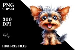 Crazy Funny Yorkshire Terrier Watercolor Clipart Product Image 1