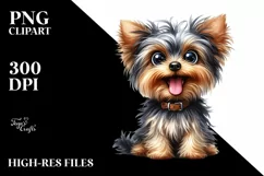 Crazy Funny Yorkshire Terrier Watercolor Clipart Product Image 1