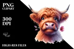 Cow Clipart of Silly Highland Cow Product Image 3