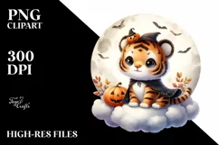 Cute Baby Tiger on Cloud PNG Product Image 3