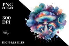 Colorful Watercolor Mushroom Splash | Clipart Product Image 1