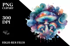 Colorful Watercolor Mushroom Splash | Clipart Product Image 1