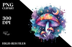 Colorful Watercolor Mushroom Splash | Clipart Product Image 1