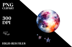 Vibrant Abstract Moon with Foliage | Sublimation Clipart Product Image 2