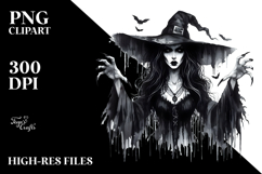 Gothic Evil Witch Watercolor PNG Product Image 2