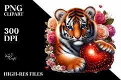 Adorned Baby Tiger with Heart PNG Product Image 2