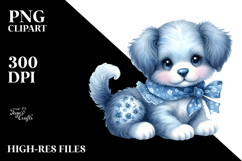 Cute Blue Puppy, PNG Product Image 2