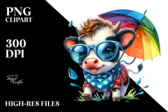 Cute Baby Cow with Cool Haircut PNG Product Image 2