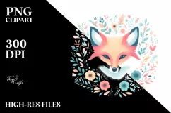 Colorful Fox Floral Sticker | Sublimation | Clipart Product Image 3