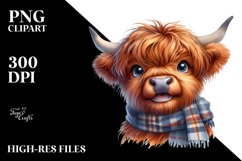Cow Enthusiastic Highland Cow Portrait Clipart Product Image 3