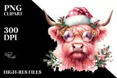 Cute Pink Highland Cow PNG Product Image 7