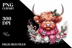 Pink Highland Cow with Christmas Decorations Product Image 6