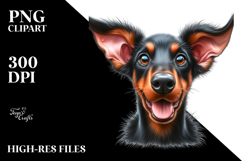 Cute Doberman Pinscher Watercolor PNG Product Image 2