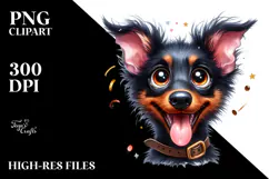 Cute Doberman Pinscher with Big Eyes PNG Product Image 2