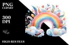 Colorful Wimsical Watercolor Ranbow | Sublimation | Clipart Product Image 1