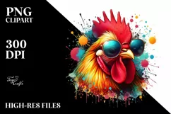 Quirky Colorful Chicken with Sunglasses Clipart Product Image 3