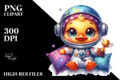 Vibrant Baby Duck with Astronaut Suit PNG Product Image 2