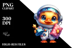 Vibrant Baby Duck with Astronaut Suit PNG Product Image 2