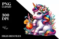 cute Unicorn in Speakeasy Style, PNG Product Image 1