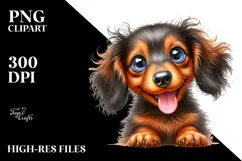 Watercolor Baby Dachshund with Big Eyes, Transparent PNG Product Image 2