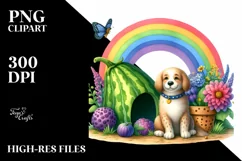 Watercolor Dog House with Vegetable | Sublimation | Clipart Product Image 1