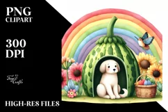 Watercolor Dog House with Vegetable | Sublimation | Clipart Product Image 3